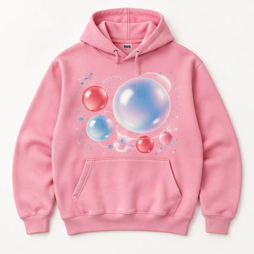 Bubble Signal Hoodie in Pink, front view