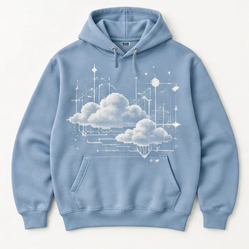 Cloud Circuit Hoodie in Blue, front view