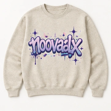 Scribble Club Crewneck in Oatmeal, front view